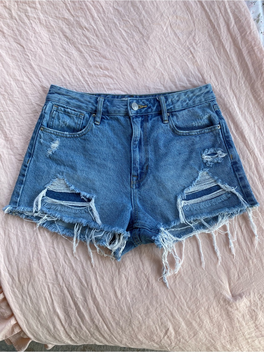 Pacsun High-Rise Festival Distressed Ripped Cut-off Jean Shorts